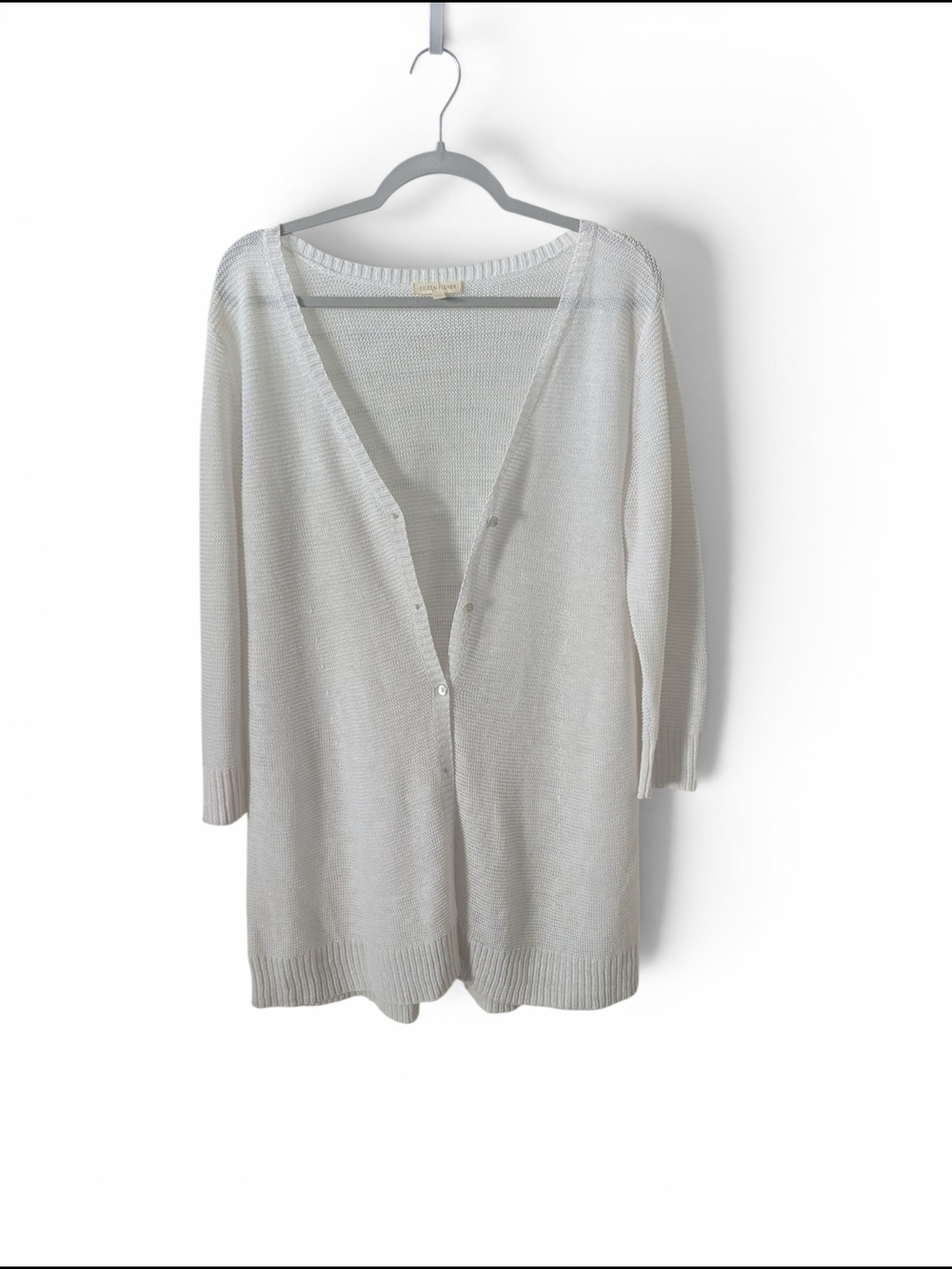 Eileen Fisher White Open-Knit Women's Cardigan